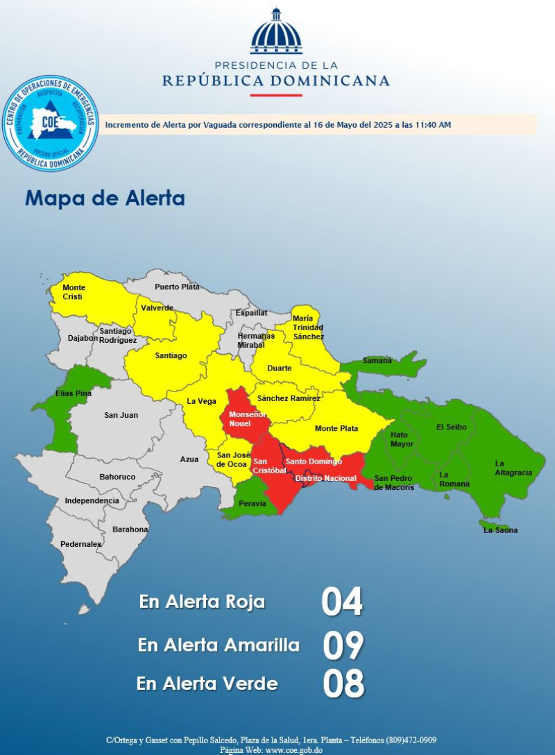 Más de medio país en alerta roja, amarilla y verde