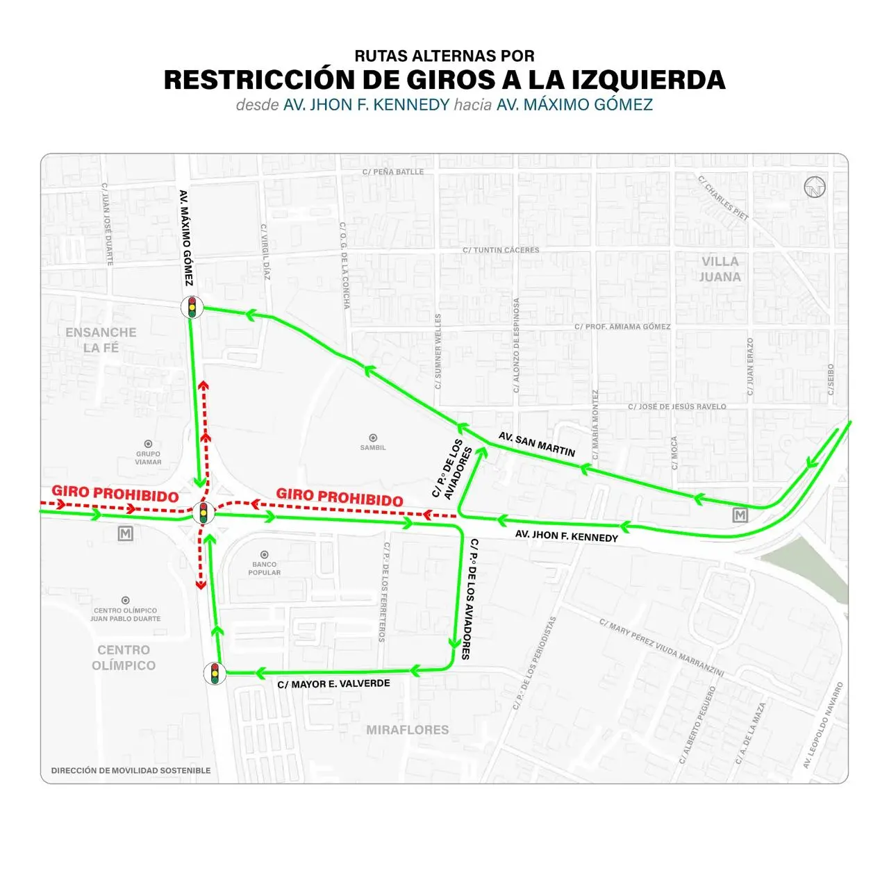 Inicia cuarta fase de restricción de giros a la izquierda en John F. Kennedy y 27 de Febrero
