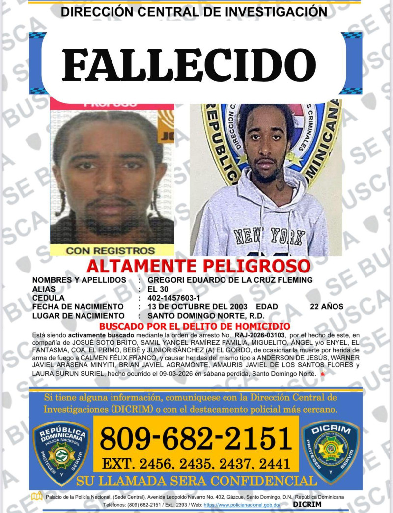 Policía ultima a “El 30” en presunto intercambio de disparos en Santo Domingo Norte