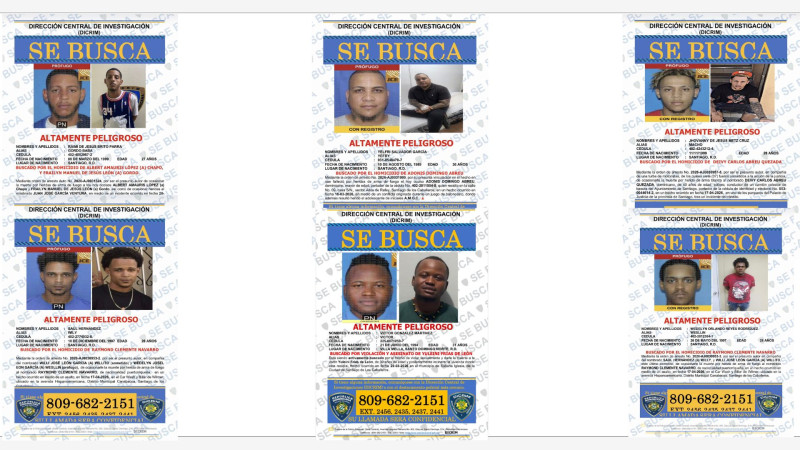 Policía Nacional de Santiago tiene seis fugitivos en su lista