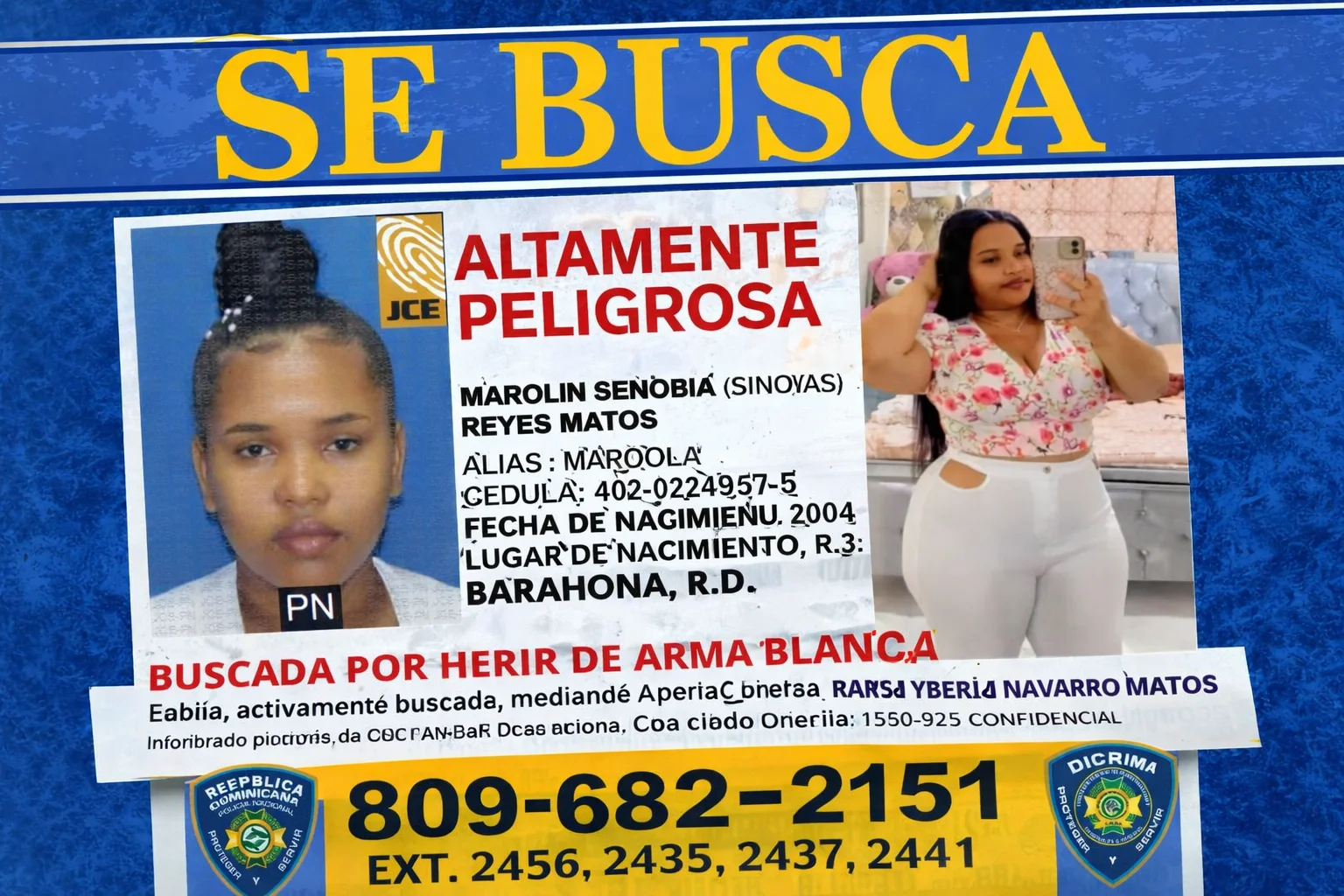 DICRIM activa búsqueda de joven por herir a otra mujer en Barahona