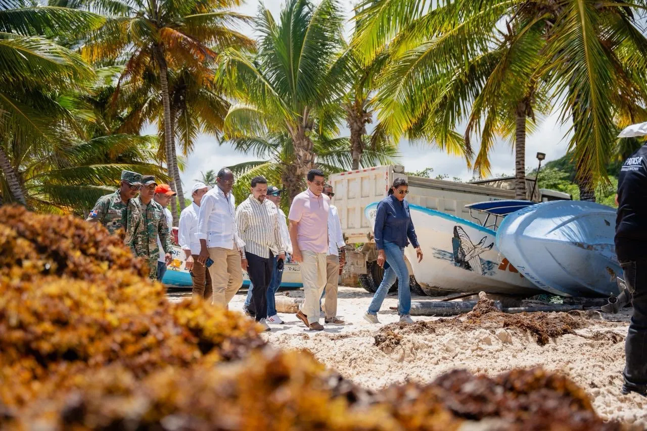 Collado visita Playa Rincón para ejecutar operativo de limpieza ante llegada masiva de sargazo