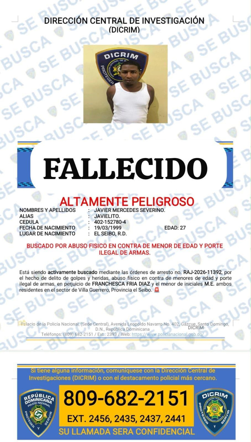 Policía mata a presunto delincuente en El Seibo durante “persecución”