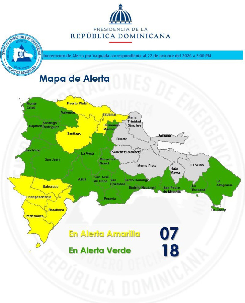 Incrementan a 25 las comunidades en alerta por vaguada